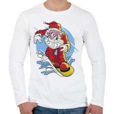 PRINTFASHION Mikulás - szörföző_Rajztábla 1 - Férfi hosszú ujjú póló - Fehér