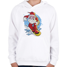 PRINTFASHION Mikulás - szörföző_Rajztábla 1 - Gyerek kapucnis pulóver - Fehér
