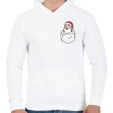 PRINTFASHION Mikulás zsebben - Férfi kapucnis pulóver - Fehér