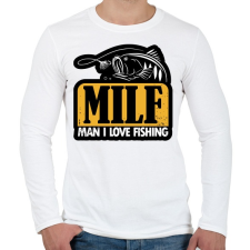 PRINTFASHION MILF - Man I Love Fishing - Férfi hosszú ujjú póló - Fehér férfi póló