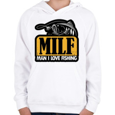 PRINTFASHION MILF - Man I Love Fishing - Gyerek kapucnis pulóver - Fehér gyerek pulóver, kardigán