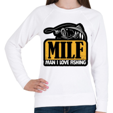 PRINTFASHION MILF - Man I Love Fishing - Női pulóver - Fehér női pulóver, kardigán