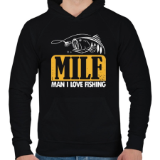 PRINTFASHION MILF pecás - Férfi kapucnis pulóver - Fekete férfi pulóver, kardigán