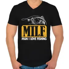 PRINTFASHION MILF pecás - Férfi V-nyakú póló - Fekete férfi póló