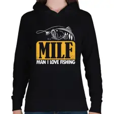 PRINTFASHION MILF pecás - Női kapucnis pulóver - Fekete női pulóver, kardigán