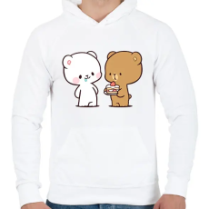 PRINTFASHION Milk and mocha - Férfi kapucnis pulóver - Fehér