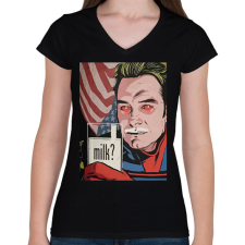 PRINTFASHION Milk? - Homelander - Női V-nyakú póló - Fekete női póló