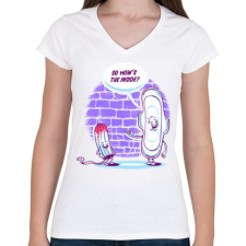 PRINTFASHION Milyen belül? - Női V-nyakú póló - Fehér női póló