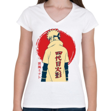 PRINTFASHION Minato - Női V-nyakú póló - Fehér női póló
