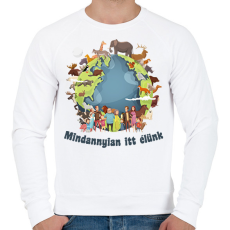 PRINTFASHION Mindannyian itt élünk - Férfi pulóver - Fehér