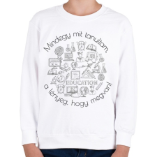 PRINTFASHION Mindegy mit tanultam, a lényeg, hogy megvan! - Gyerek pulóver - Fehér gyerek pulóver, kardigán