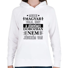 PRINTFASHION Minden magyar tudja - Női kapucnis pulóver - Fehér