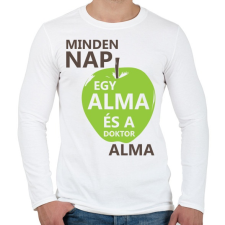 PRINTFASHION minden-nap-egy-alma-brown-green - Férfi hosszú ujjú póló - Fehér férfi póló