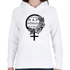 PRINTFASHION Minden nap - Női kapucnis pulóver - Fehér női pulóver, kardigán