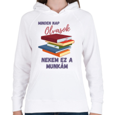 PRINTFASHION minden nap olvasok... - Női kapucnis pulóver - Fehér női pulóver, kardigán