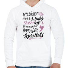 PRINTFASHION Minden nap ugyanúgy szeretlek - Férfi kapucnis pulóver - Fehér férfi pulóver, kardigán
