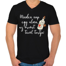 PRINTFASHION Mindennap egy alma - Férfi V-nyakú póló - Fekete férfi póló