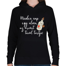 PRINTFASHION Mindennap egy alma - Női kapucnis pulóver - Fekete