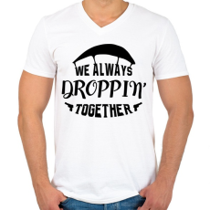 PRINTFASHION Mindig együtt ugrunk! - Férfi V-nyakú póló - Fehér