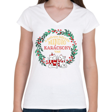 PRINTFASHION Mindig karácsony van - Női V-nyakú póló - Fehér