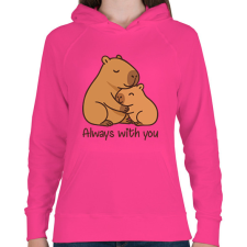 PRINTFASHION Mindig veled - Női kapucnis pulóver - Fukszia női pulóver, kardigán