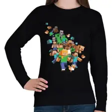 PRINTFASHION Minecraft #2 - Női pulóver - Fekete női pulóver, kardigán
