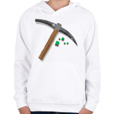 PRINTFASHION Minecraft bányász - Gyerek kapucnis pulóver - Fehér gyerek pulóver, kardigán