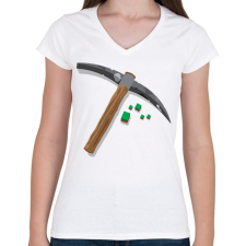PRINTFASHION Minecraft bányász - Női V-nyakú póló - Fehér női póló
