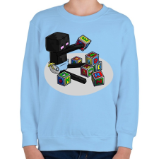 PRINTFASHION Minecraft bébi enderman - Gyerek pulóver - Világoskék gyerek pulóver, kardigán