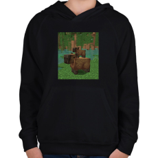 PRINTFASHION Minecraft Capybara - Gyerek kapucnis pulóver - Fekete