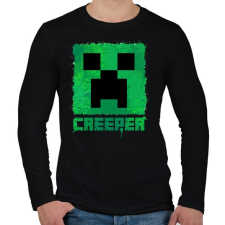 PRINTFASHION Minecraft Creeper - Férfi hosszú ujjú póló - Fekete férfi póló