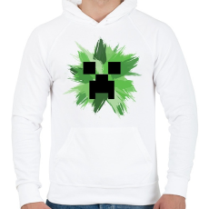 PRINTFASHION Minecraft Creeper - Férfi kapucnis pulóver - Fehér