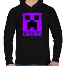 PRINTFASHION Minecraft creeper lila - Férfi kapucnis pulóver - Fekete férfi pulóver, kardigán