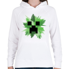 PRINTFASHION Minecraft Creeper - Női kapucnis pulóver - Fehér