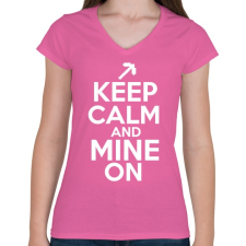 PRINTFASHION Minecraft - Csak nyugi és bányássz! - Női V-nyakú póló - Rózsaszín női póló