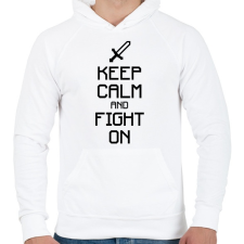 PRINTFASHION Minecraft - Csak nyugi és harcolj! - Férfi kapucnis pulóver - Fehér férfi pulóver, kardigán