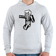 PRINTFASHION Minecraft csontváz - Férfi kapucnis pulóver - Sport szürke