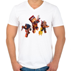 PRINTFASHION Minecraft Dungeons Karakterek - Férfi V-nyakú póló - Fehér
