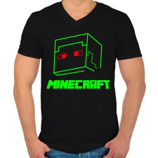 PRINTFASHION Minecraft - Férfi V-nyakú póló - Fekete férfi póló