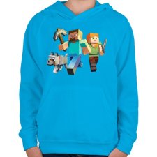 PRINTFASHION Minecraft - Gyerek kapucnis pulóver - Azúrkék gyerek pulóver, kardigán