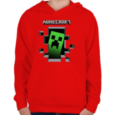 PRINTFASHION Minecraft - Gyerek kapucnis pulóver - Piros