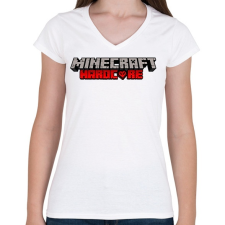 PRINTFASHION Minecraft Hardcore - Női V-nyakú póló - Fehér női póló