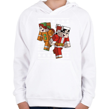 PRINTFASHION Minecraft Karácsony - Gyerek kapucnis pulóver - Fehér gyerek pulóver, kardigán