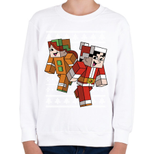 PRINTFASHION Minecraft Karácsony - Gyerek pulóver - Fehér gyerek pulóver, kardigán
