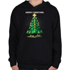 PRINTFASHION minecraft karácsonyfa - Gyerek kapucnis pulóver - Fekete gyerek pulóver, kardigán