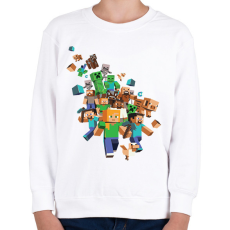 PRINTFASHION Minecraft karakterek - Gyerek pulóver - Fehér