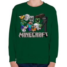 PRINTFASHION Minecraft karakterek - Gyerek pulóver - Sötétzöld