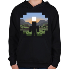 PRINTFASHION Minecraft Land - Gyerek kapucnis pulóver - Fekete gyerek pulóver, kardigán