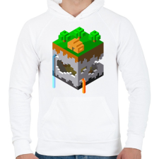 PRINTFASHION Minecraft map - Férfi kapucnis pulóver - Fehér férfi pulóver, kardigán