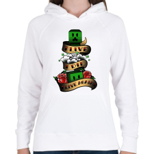 PRINTFASHION Minecraft - Női kapucnis pulóver - Fehér női pulóver, kardigán
